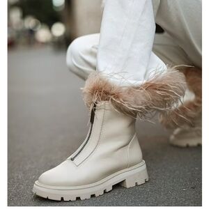 Nastia Liukin Bowery Leather Zip-Up Lug Sole Booties